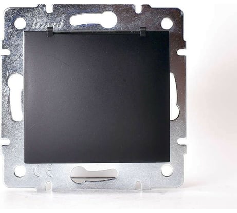 Розетка Lezard KARINA с заземлением, с крышкой ПБТ, чёрный бархат 707-4288-123B