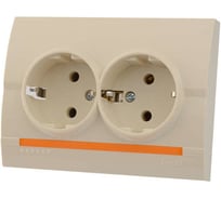 Двойная розетка Lezard DERIY с заземлением кремовая 702-0303-127B