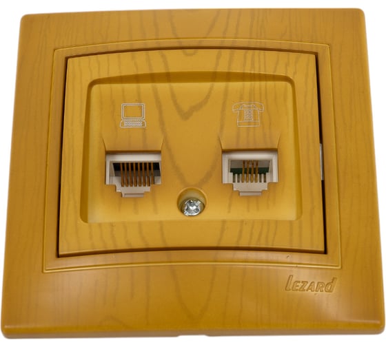 Розетка компьютерная + телефонная Lezard MIRA ольха 701-0701-143 1