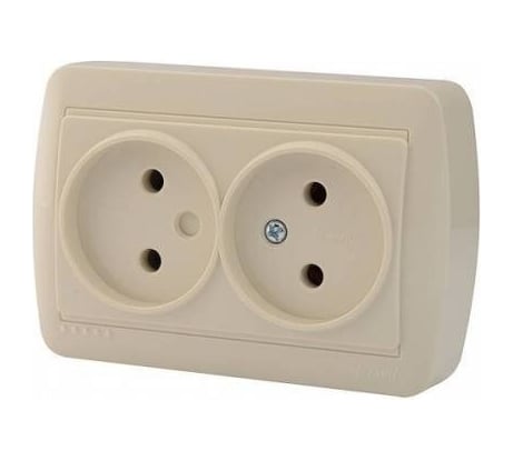 Двойная розетка Lezard DEMET без заземления, закрытый корпус, белый 711-0200-128