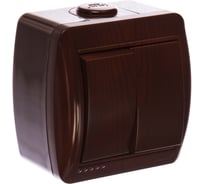 Двойной выключатель Lezard, NATA, вишня, 710-0600-101