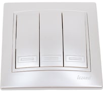 Тройной выключатель Lezard MIRA, жемчужно-белый перламутр, со вставкой, 701-3030-109