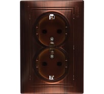 Двойная розетка Lezard MIRA, с заземлением, керамика, маун, 701-0404-127