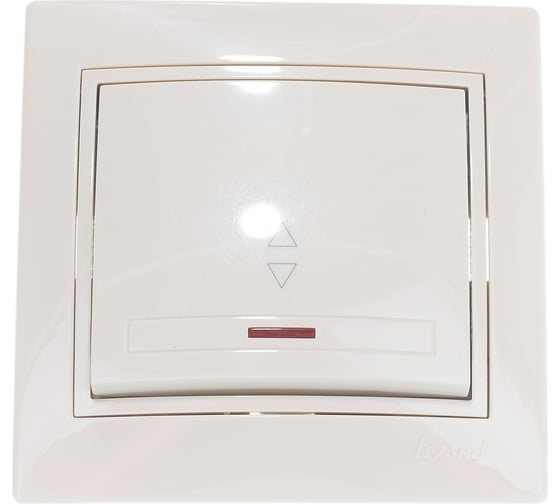 Проходной выключатель Lezard MIRA, с подсветкой, крем, со вставкой, 701-0303-114 1