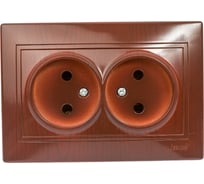 Двойная розетка Lezard MIRA, без заземления, керамика, вишня 701-0601-128