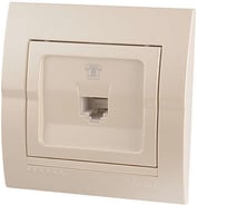 Телефонная розетка Lezard DERIY, евро, жемчужно-белая металлик 702-3030-137