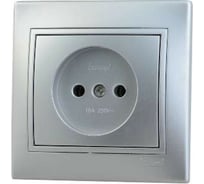 Розетка Lezard MIRA без заземления, керамика, со вставкой, металлик серый 701-1010-121