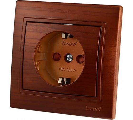 Розетка LEZARD MIRA с защитой от детей, керамика, махагон 701-0505-124