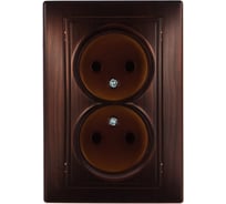 Двойная розетка Lezard MIRA, без заземления, керамика, маун, 701-0404-128