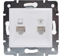 Розетка компьютер+телефон Lezard KARINA, жемчужно-белый перламутр, 707-3088-143