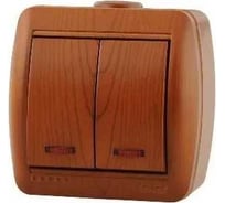 Двойной выключатель Lezard NATA, с подсветкой, сосна 710-0800-112