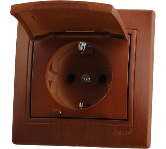 Розетка Lezard MIRA, с заземлением, с крышкой, керамика, вишня, 701-0601-123 1
