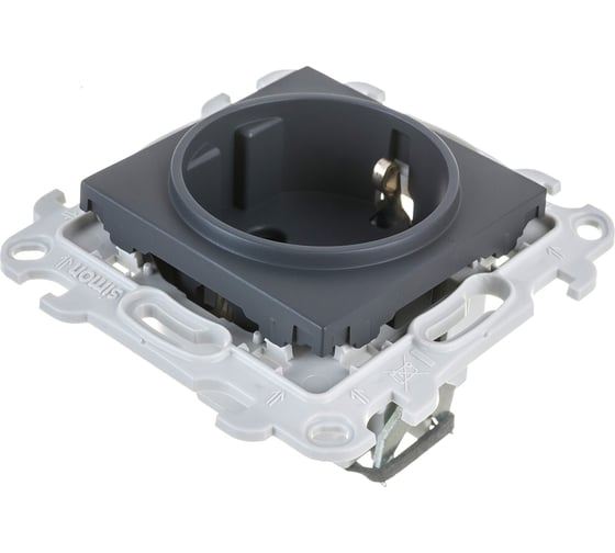 Розетка Simon 2К+З Schuko со шторками, графит 2450432-038