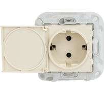 Розетка Simon 2К+З IP44 Push&Go, слоновая кость 2420448-031