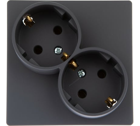 Розетка Simon 2х2К+З Schuko без шторок, графит 2450459-038