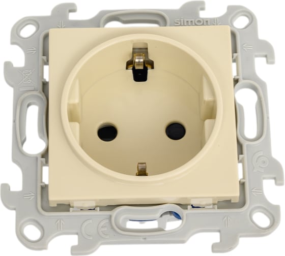 Розетка Simon 2К+З Schuko со шторками, слоновая кость 2450432-031 1