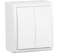 Двухклавишный выключатель Simon IP54, 10А 250В, винтовой зажим, S15 Aqua, белый 1594398-030