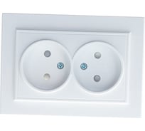 Розетка STEKKER 2-местная б/з, 220В, 10А с защитной шторкой, серия Эрна, белая 39053