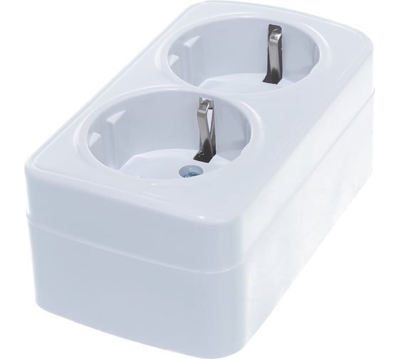 Накладная двухместная розетка STEKKER с заземл АВS 250В 16А IP20 серия Basic PST16-502-20 39034