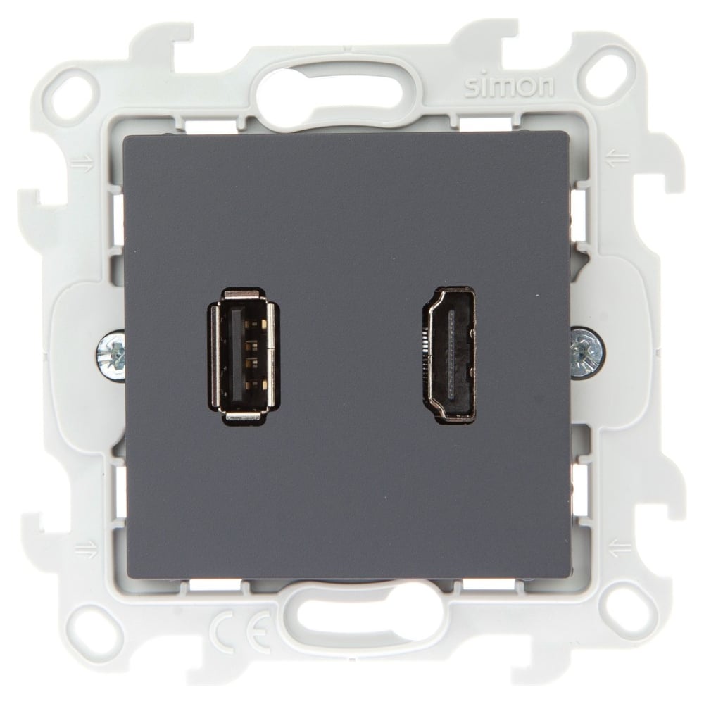 Коннектор Simon HDMI+USB 2.0, графит 2411095-038 - выгодная цена ...