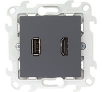 Коннектор Simon HDMI+USB 2.0, графит 2411095-038