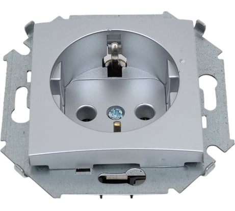 Розетка Simon с заземлением Schuko, 16А 250В, винтовой зажим, алюминий 1591432-033