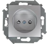 Розетка Simon без заземления со шторками, 16А, 250В, винтовой зажим, алюминий 1591444-033