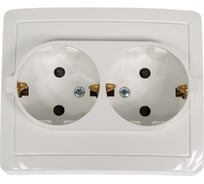 Двойная розетка Simon с заземлением Schuko с защитными шторками 16А 250В 1590451-030