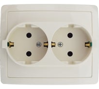 Двойная розетка Simon с заземлением Schuko, винтовой зажим, 16А 250В, слоновая кость 1590456-031