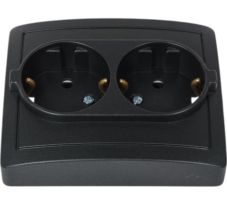 Двойная розетка Simon с заземлением Schuko, винтовой зажим, 16А 250В, графит 1590456-038