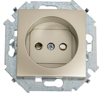 Розетка Simon без заземления со шторками, 16А 250В, винтовой зажим, шампань 1591444-034