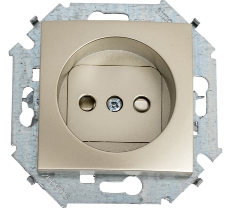 Розетка Simon без заземления со шторками, 16А 250В, винтовой зажим, шампань 1591444-034