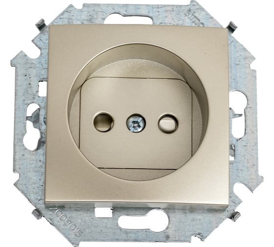 Розетка Simon без заземления со шторками, 16А 250В, винтовой зажим, шампань 1591444-034