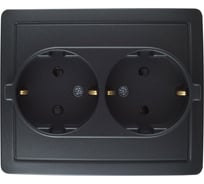 Двойная розетка Simon с заземлением, Schuko, с защитными шторками, 16А, 250В 1590451-038