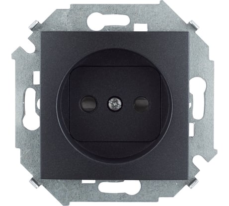 Розетка Simon без заземления, со шторками, 16А, 250В, винтовой зажим, графит 1591444-038