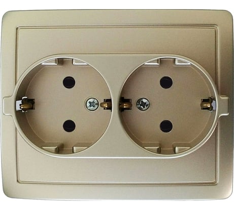 Двойная розетка Simon с заземлением, Schuko, винтовой зажим, 16А, 250В, шампань 1590456-034