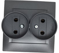 Двойная розетка Simon без заземления, 16А, 250В, винтовой зажим, графит 1590457-038