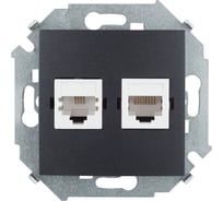 Телефонная + компьютерная розетка Simon RJ11+RJ45 категория 5е, Systimax, графит 1591590-038