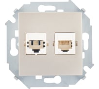 Телефонная + компьютерная розетка Simon RJ11+RJ45 категория 5е, Systimax, шампань 1591590-034