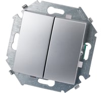 Двухклавишный выключатель Simon 16А 250В, винтовой зажим, алюминий 1591398-033