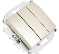 Трехклавишный выключатель Simon 10А, 250В, винтовой зажим, шампань 1591391-034