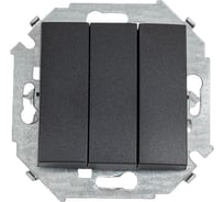 Трехклавишный выключатель Simon 10А 250В, винтовой зажим, графит 1591391-038