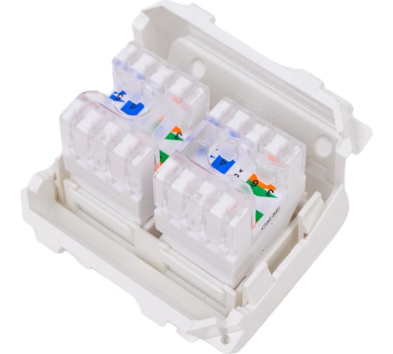 Компьютерная розетка DKC, RJ-45, категория 5Е, белая, 2 модуля, 76656B