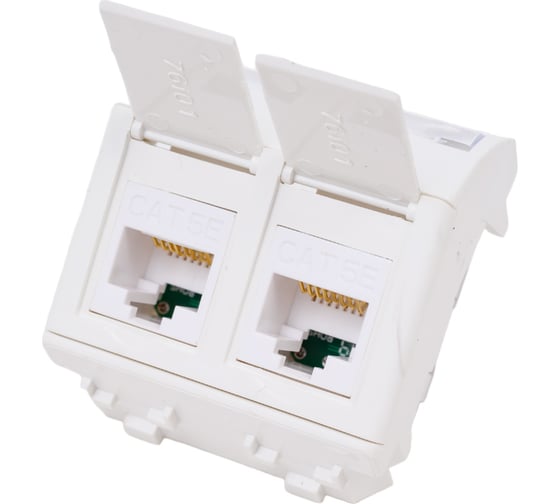Компьютерная розетка DKC, RJ-45, категория 5Е, белая, 2 модуля, 76656B