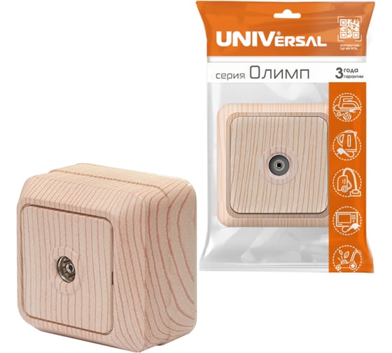 Розетка UNIVersal Олимп TV сосна 5560889