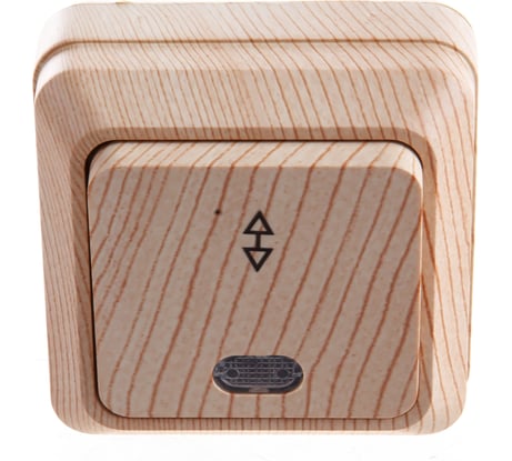 Выключатель UNIVersal Олимп 1 клавиша, проходной с подсветкой, сосна 5560810