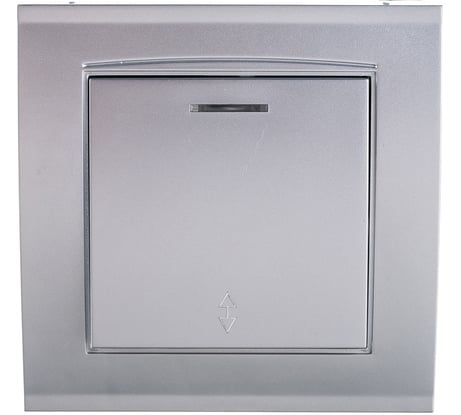 Выключатель UNIVersal Бриллиант 1 клавиша, проходной с подсветкой, серебро 7949636