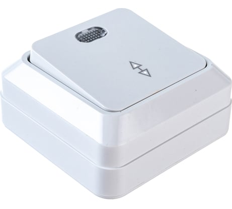 Выключатель UNIVersal Олимп 1 клавиша, проходной с подсветкой, белый О0125