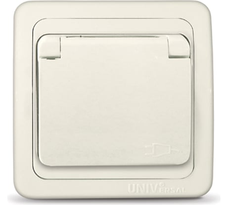 Розетка UNIVersal Валери с/з с крышкой, слоновая кость ivory Б-В0029