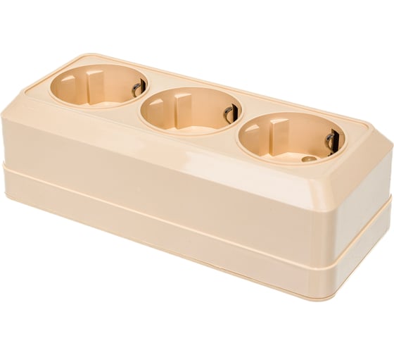 Розетка UNIVersal Олимп 3-ая с/з слоновая кость ivory 1167